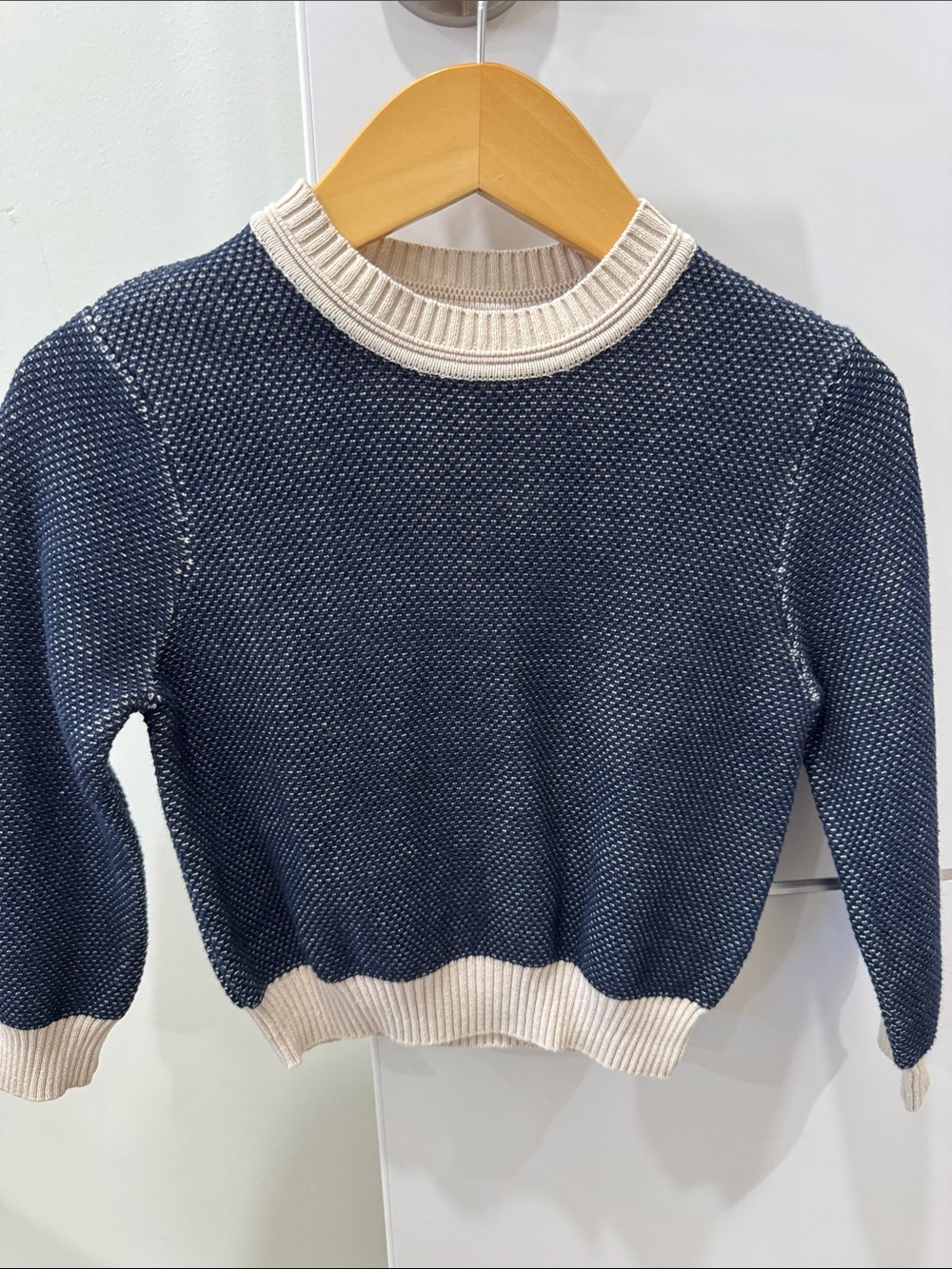 Kids Navy and Cream Contrast Crewneck Sweater